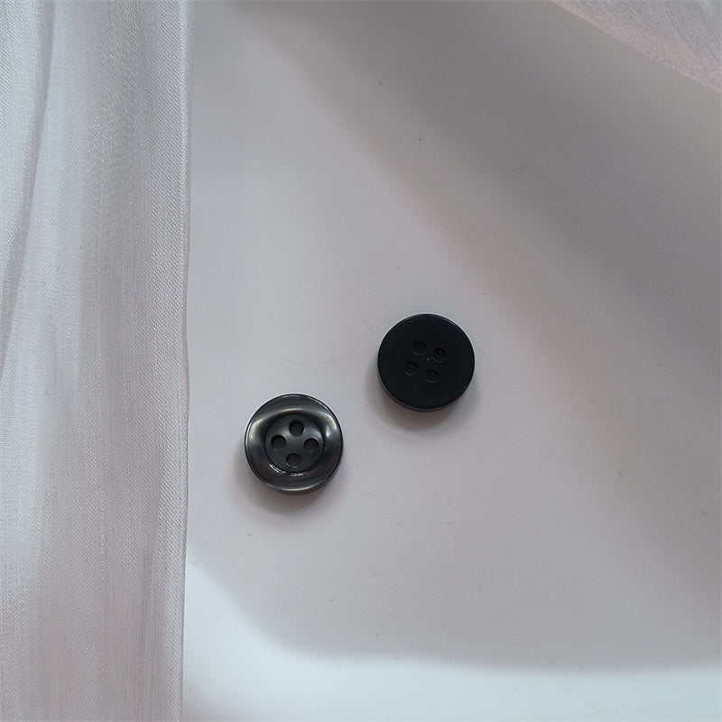 Black Smooth Four-eye Button-down