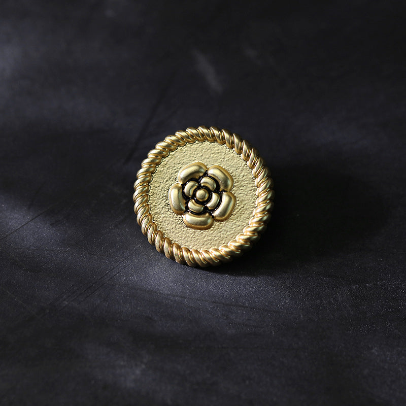 Original Design Vintage Metal Flower Button