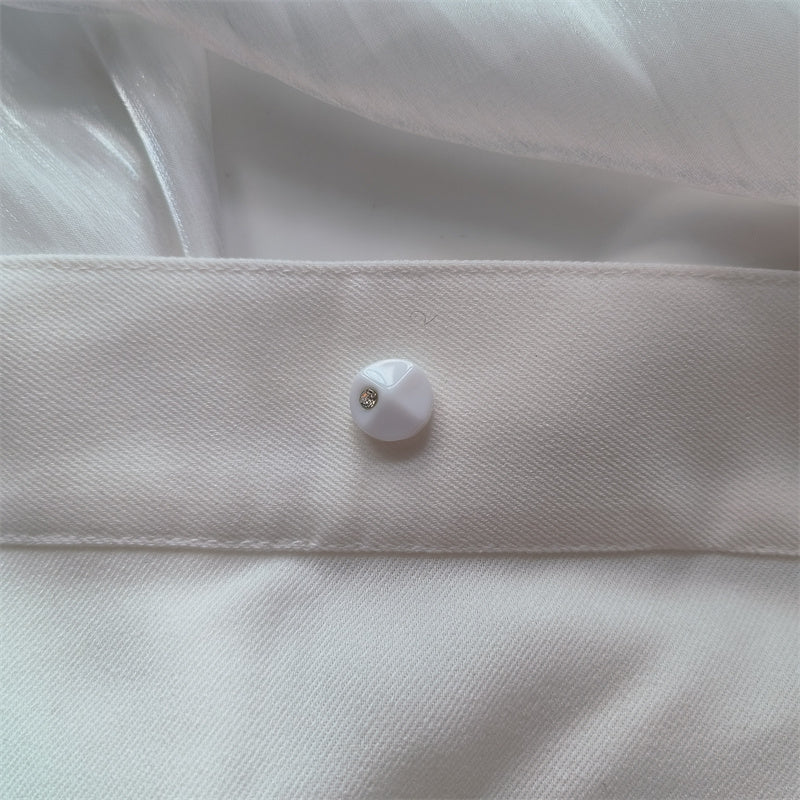 Irregular White Button Inlaid With Diamond