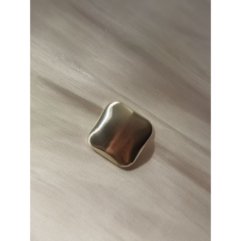 Silver round corner square button