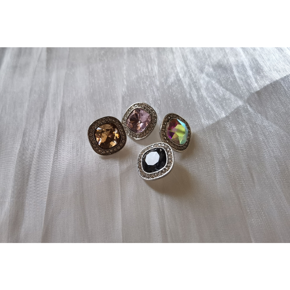 Premium coloured rhinestone metal button collection