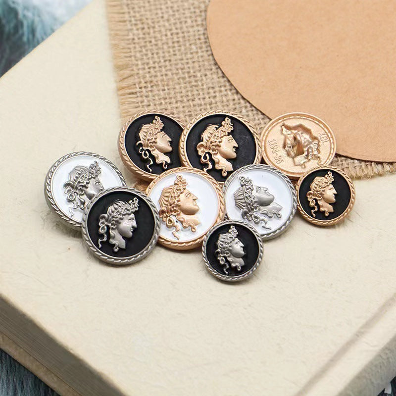 Original Design Fashion Retro Embossed Portrait Button