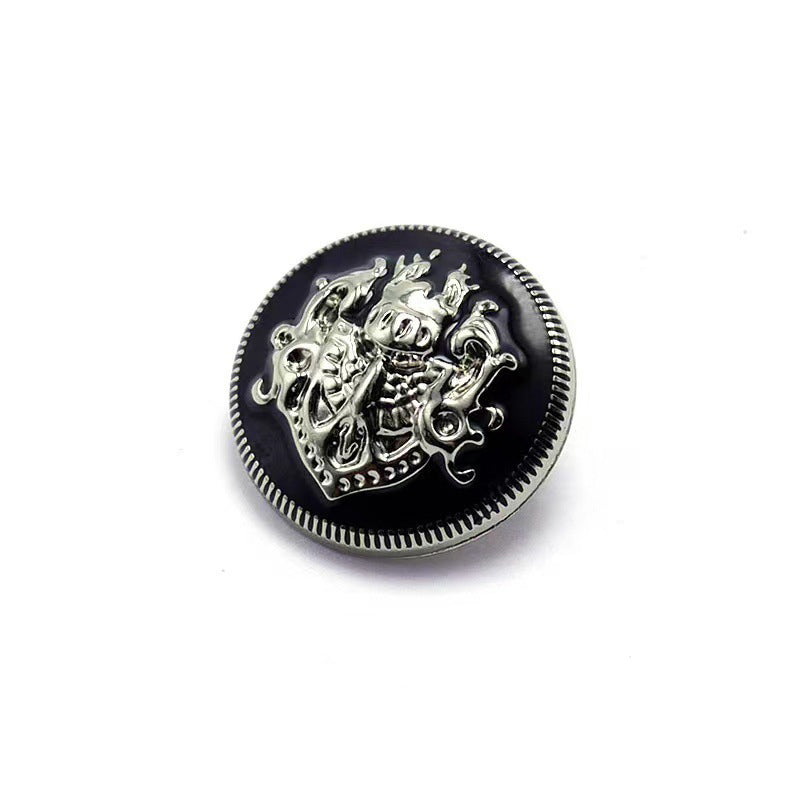 Metal Double Lion British Academy Style Button