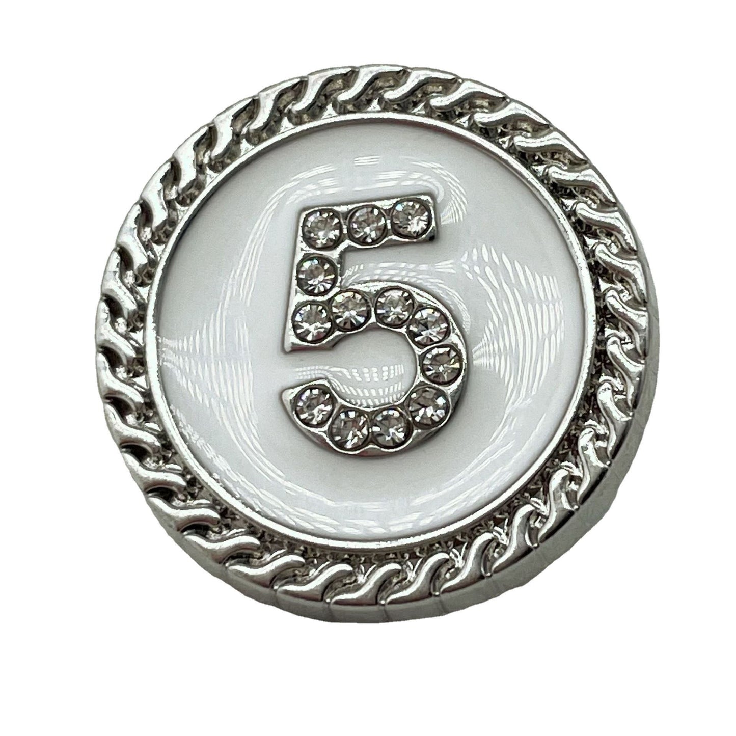 Original Design Metallic Number 5 With Diamond Button